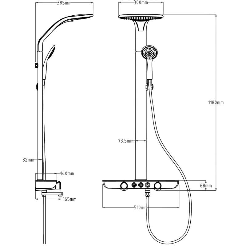Mexen Blaze zestaw prysznicowy natynkowy z deszczownicą i baterią, biały/złoty - 78109-25