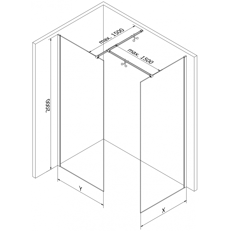 Mexen Kioto ścianka prysznicowa Walk-in 120 x 110 cm, transparent, nikiel szczotkowany - 800-120-202-97-00-110