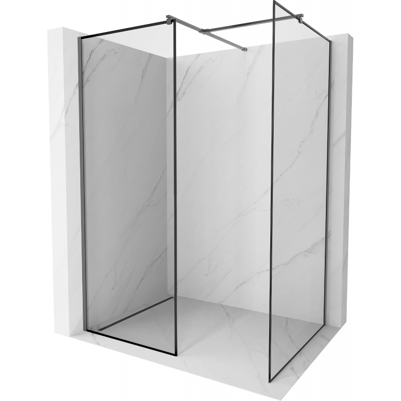 Mexen Kioto ścianka prysznicowa Walk-in 90 x 90 cm, czarna ramka, gun metal - 800-090-202-95-70-090