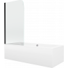 Mexen Cube wanna prostokątna 170 x 80 cm z obudową i parawanem 1-skrzydłowym 70 cm, transparent, czarny - 550517080X9007017000