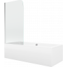 Mexen Cube wanna prostokątna 170 x 80 cm z obudową i parawanem 1-skrzydłowym 80 cm, transparent, chrom - 550517080X9008010100