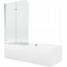 Mexen Cube wanna prostokątna 170 x 80 cm z obudową i parawanem 2-skrzydłowym 80 cm, transparent, chrom - 550517080X9008020100