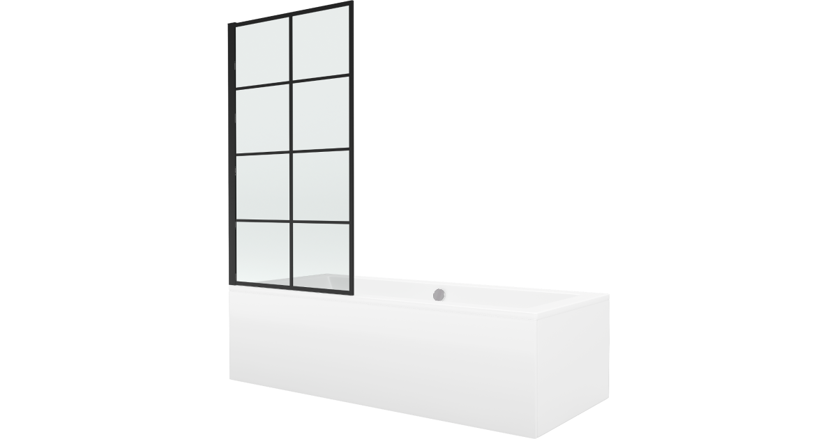 Mexen Cube wanna prostokątna 170 x 80 cm z obudową i parawanem 1