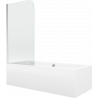 Mexen Cube wanna prostokątna 180 x 80 cm z obudową i parawanem 1-skrzydłowym 70 cm, transparent, chrom - 550518080X9007010100