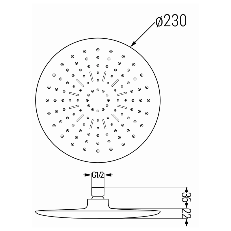 Mexen D-67 deszczownica 22 cm, chrom - 79767-01