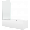 Mexen Cube wanna prostokątna 180 x 80 cm z obudową i parawanem 1-skrzydłowym 70 cm, transparent, czarny - 550518080X9007017000