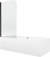 Mexen Cube wanna prostokątna 180 x 80 cm z obudową i parawanem 1-skrzydłowym 70 cm, transparent, czarny - 550518080X9007017000