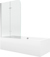 Mexen Cube wanna prostokątna 180 x 80 cm z obudową i parawanem 2-skrzydłowym 80 cm, transparent, chrom - 550518080X9008020100