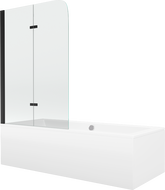 Mexen Cube wanna prostokątna 180 x 80 cm z obudową i parawanem 2-skrzydłowym 100 cm, transparent, czarny - 550518080X9010027000