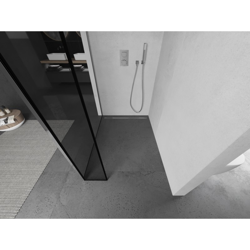 Mexen Kioto ścianka prysznicowa Walk-in 110 x 40 cm, czarna ramka, chrom - 800-110-212-01-70-040