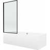 Mexen Cube wanna prostokątna 180 x 80 cm z obudową i parawanem 1-skrzydłowym 80 cm, czarny wzór fix - 550518080X9308007070