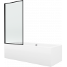 Mexen Cube wanna prostokątna 180 x 80 cm z obudową i parawanem 1-skrzydłowym 80 cm, czarny wzór - 550518080X9308017070