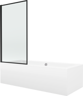 Mexen Cube wanna prostokątna 180 x 80 cm z obudową i parawanem 1-skrzydłowym 80 cm, czarny wzór - 550518080X9308017070