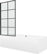 Mexen Cube wanna prostokątna 180 x 80 cm z obudową i parawanem 1-skrzydłowym 80 cm, czarny wzór - 550518080X9308017077