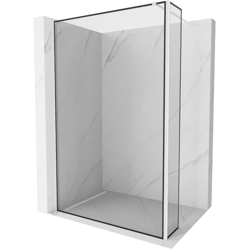 Mexen Kioto ścianka prysznicowa Walk-in 130 x 30 cm, czarna ramka, biała - 800-130-212-20-70-030