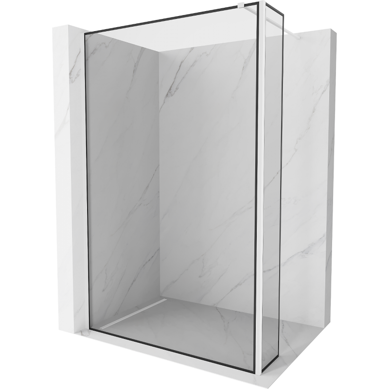 Mexen Kioto ścianka prysznicowa Walk-in 90 x 30 cm, czarna ramka, biała - 800-090-212-20-70-030