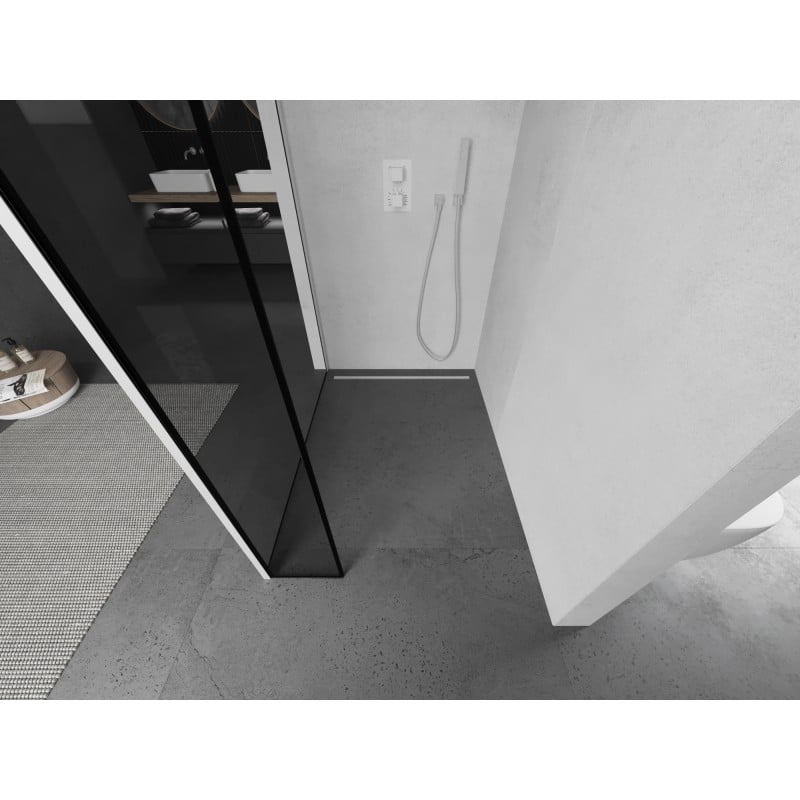 Mexen Kioto ścianka prysznicowa Walk-in 90 x 30 cm, czarna ramka, biała - 800-090-212-20-70-030