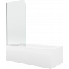 Mexen Cubik wanna prostokątna 150 x 70 cm z obudową i parawanem 1-skrzydłowym 70 cm, transparent, chrom - 550315070X9007010100