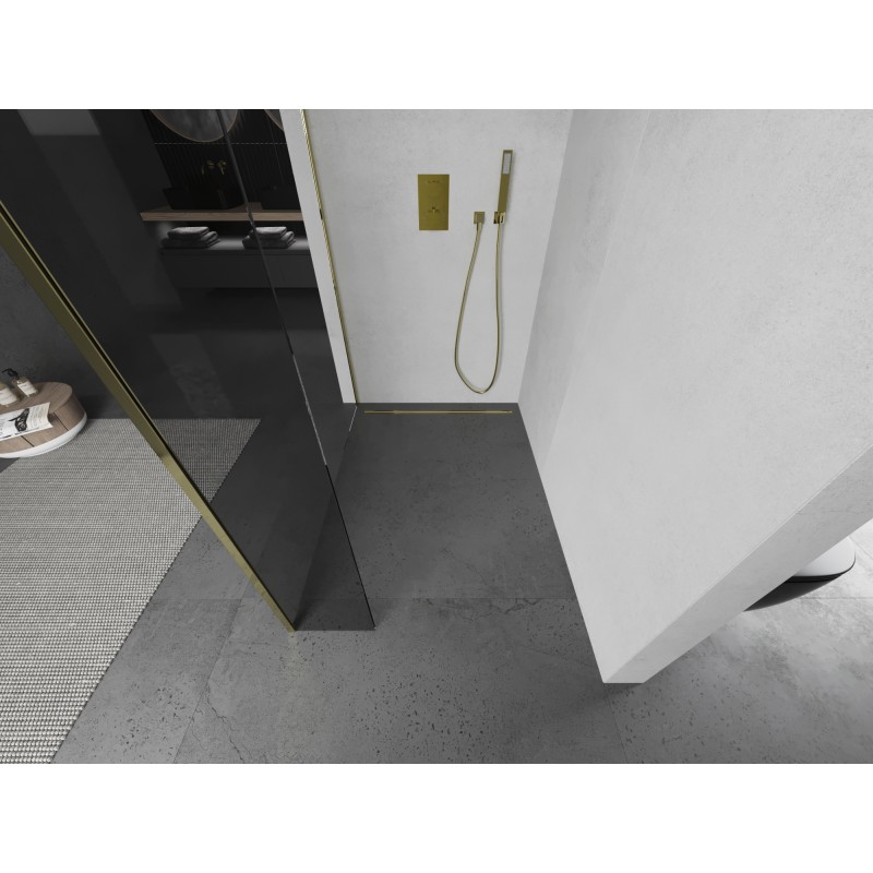 Mexen Kioto ścianka prysznicowa Walk-in 120 x 30 cm, transparent, złota - 800-120-212-50-00-030