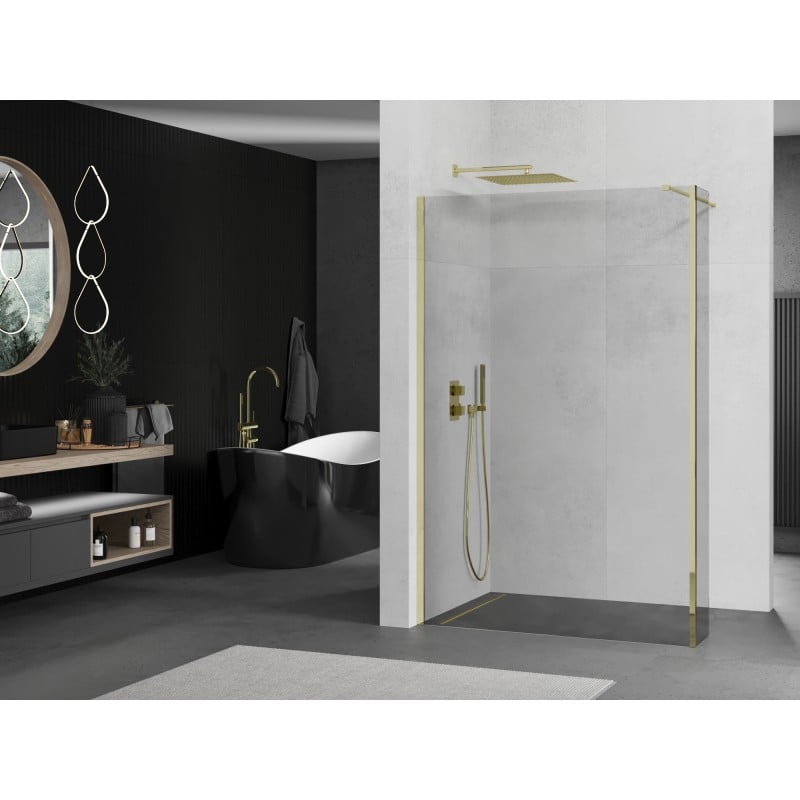 Mexen Kioto ścianka prysznicowa Walk-in 150 x 30 cm, transparent, złota - 800-150-212-50-00-030