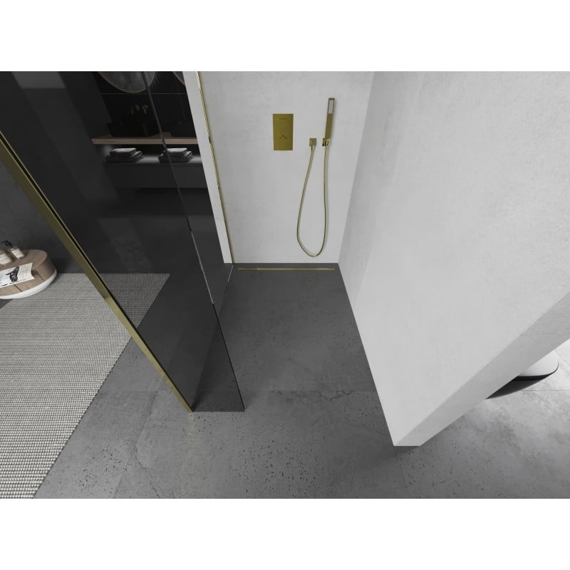 Mexen Kioto ścianka prysznicowa Walk-in 150 x 30 cm, transparent, złota - 800-150-212-50-00-030