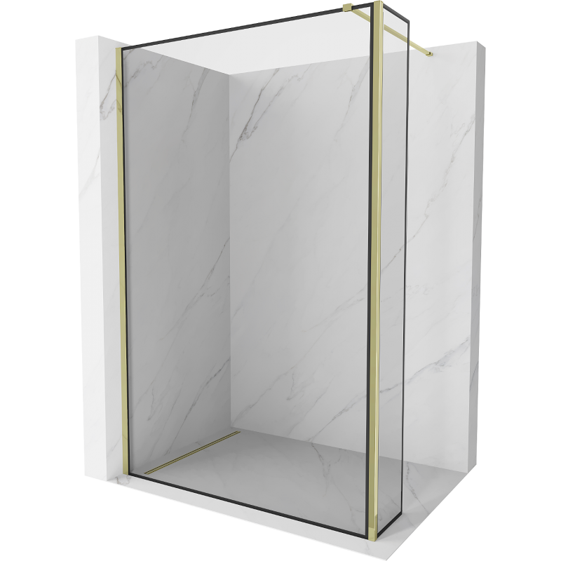 Mexen Kioto ścianka prysznicowa Walk-in 150 x 30 cm, czarna ramka, złota - 800-150-212-50-70-030