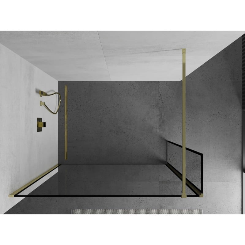 Mexen Kioto ścianka prysznicowa Walk-in 120 x 30 cm, czarna ramka, złota - 800-120-212-50-70-030
