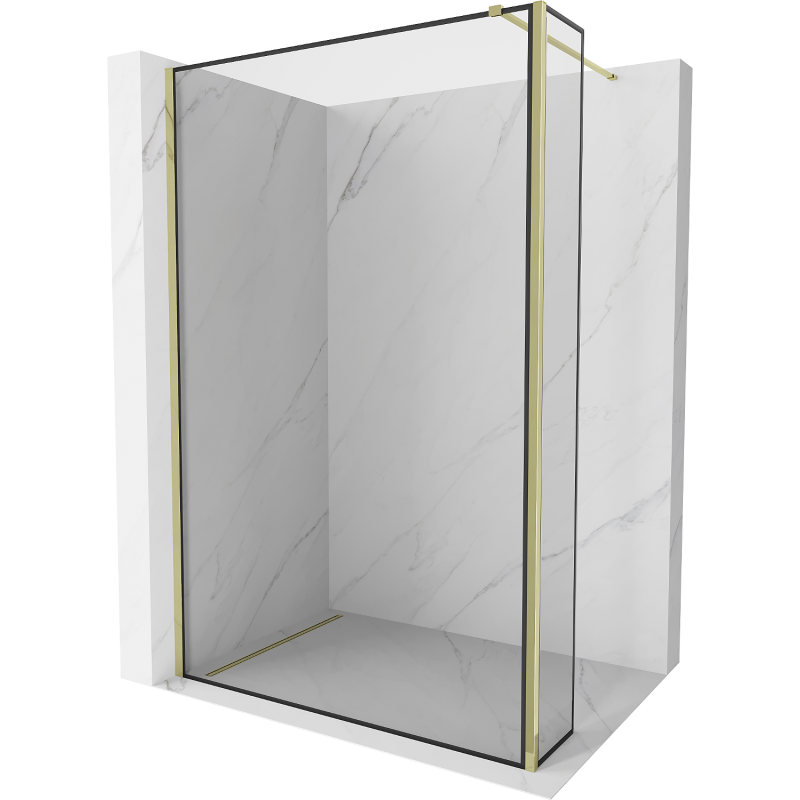 Mexen Kioto ścianka prysznicowa Walk-in 130 x 30 cm, czarna ramka, złota - 800-130-212-50-70-030