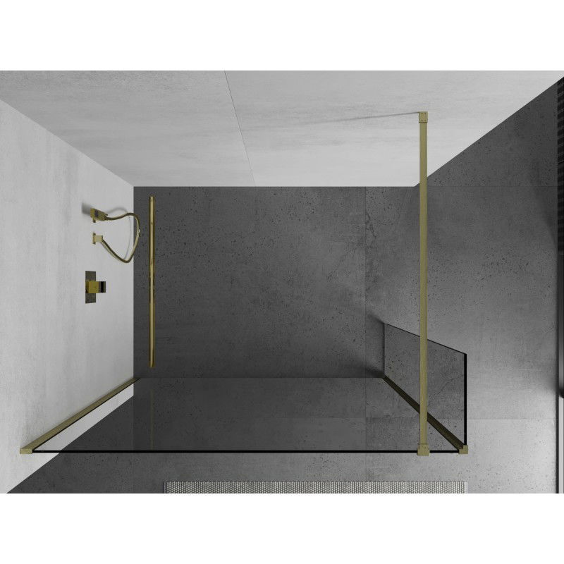 Mexen Kioto ścianka prysznicowa Walk-in 140 x 40 cm, transparent, złota szczotkowana - 800-140-212-55-00-040