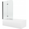 Mexen Cubik wanna prostokątna 150 x 70 cm z obudową i parawanem 2-skrzydłowym 80 cm, transparent, czarny - 550315070X9008027000
