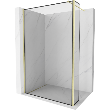 Mexen Kioto ścianka prysznicowa Walk-in 130 x 30 cm, czarna ramka, złota szczotkowana - 800-130-212-55-70-030