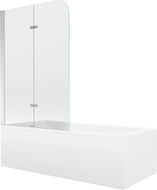 Mexen Cubik wanna prostokątna 150 x 70 cm z obudową i parawanem 2-skrzydłowym 100 cm, transparent, chrom - 550315070X9010020100