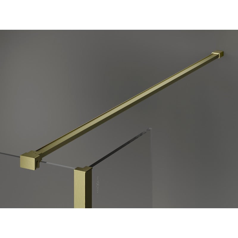 Mexen Kioto ścianka prysznicowa Walk-in 130 x 30 cm, czarna ramka, złota szczotkowana - 800-130-212-55-70-030