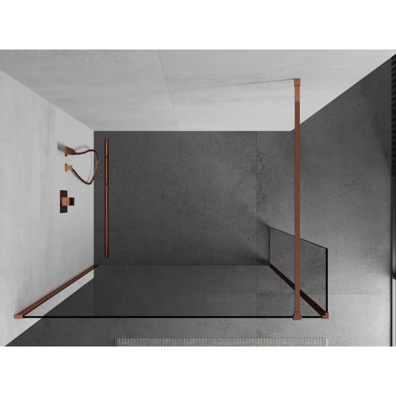 Mexen Kioto ścianka prysznicowa Walk-in 150 x 30 cm, transparent, różowe złoto - 800-150-212-60-00-030