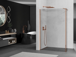 Mexen Kioto ścianka prysznicowa Walk-in 125 x 30 cm, transparent, różowe złoto - 800-125-212-60-00-030