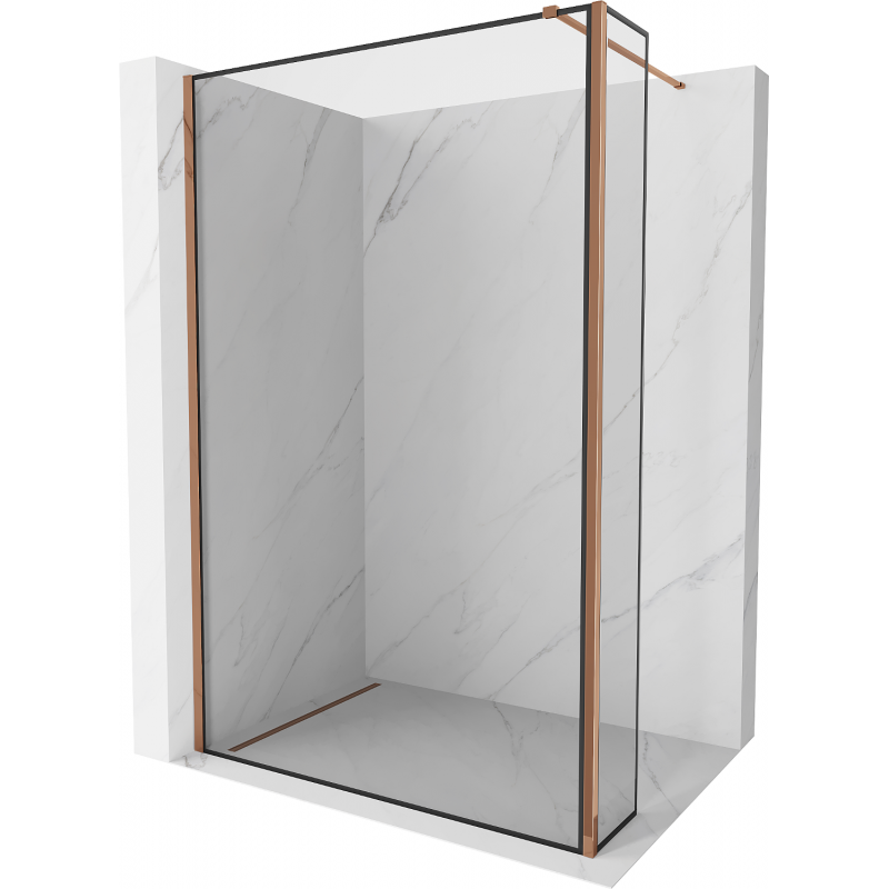 Mexen Kioto ścianka prysznicowa Walk-in 100 x 30 cm, czarna ramka, różowe złoto - 800-100-212-60-70-030