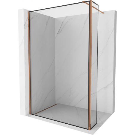 Mexen Kioto ścianka prysznicowa Walk-in 160 x 30 cm, czarna ramka, różowe złoto - 800-160-212-60-70-030