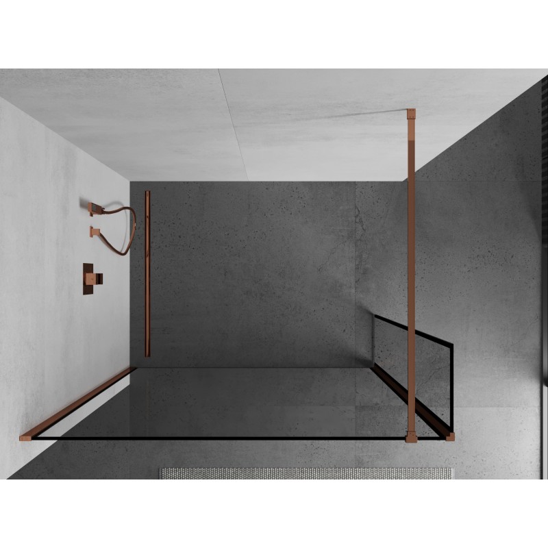 Mexen Kioto ścianka prysznicowa Walk-in 160 x 30 cm, czarna ramka, różowe złoto - 800-160-212-60-70-030