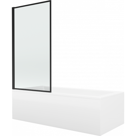 Mexen Cubik wanna prostokątna 150 x 70 cm z obudową i parawanem 1-skrzydłowym 70 cm, czarny wzór fix - 550315070X9307007070