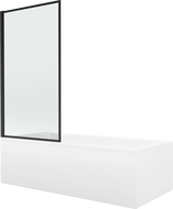 Mexen Cubik wanna prostokątna 150 x 70 cm z obudową i parawanem 1-skrzydłowym 70 cm, czarny wzór fix - 550315070X9307007070