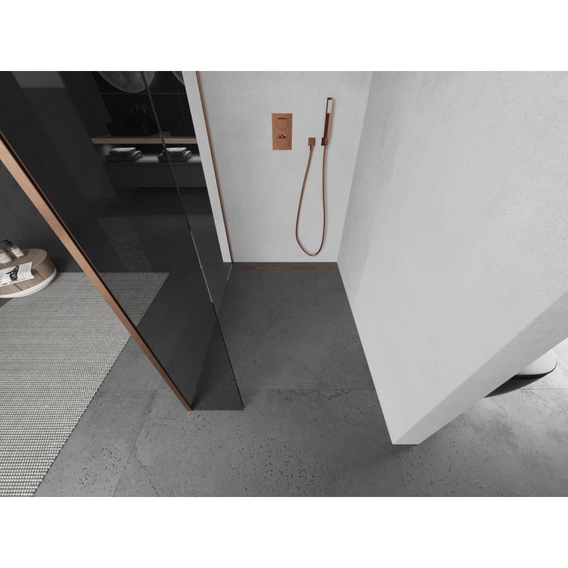 Mexen Kioto ścianka prysznicowa Walk-in 105 x 30 cm, transparent, miedź szczotkowana - 800-105-212-65-00-030