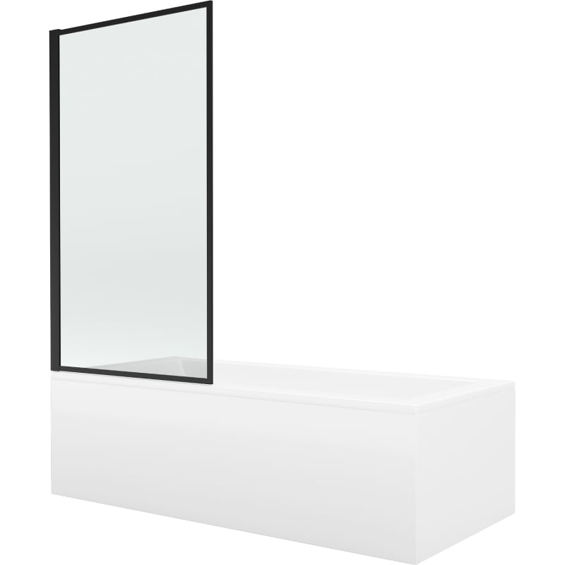 Mexen Cubik wanna prostokątna 150 x 70 cm z obudową i parawanem 1-skrzydłowym 70 cm, czarny wzór - 550315070X9307017070