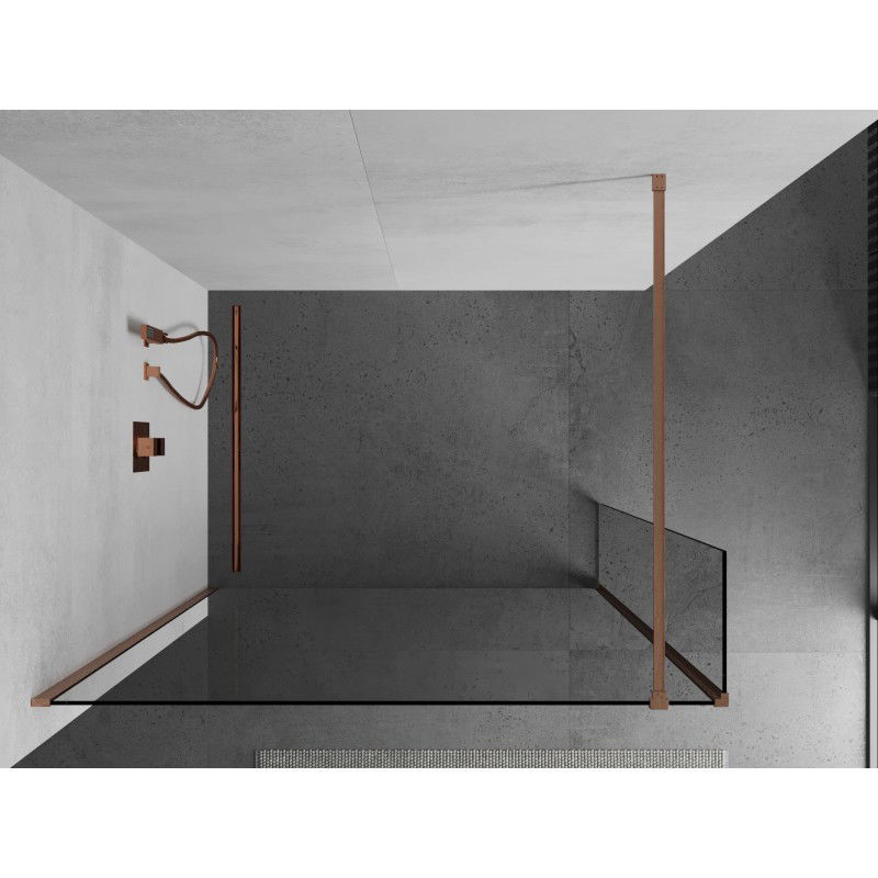 Mexen Kioto ścianka prysznicowa Walk-in 145 x 40 cm, transparent, miedź szczotkowana - 800-145-212-65-00-040