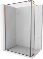 Mexen Kioto ścianka prysznicowa Walk-in 140 x 40 cm, czarna ramka, miedź szczotkowana - 800-140-212-65-70-040