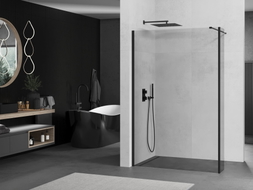 Mexen Kioto ścianka prysznicowa Walk-in 120 x 30 cm, transparent, czarna - 800-120-212-70-00-030