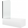 Mexen Cubik wanna prostokątna 160 x 70 cm z obudową i parawanem 1-skrzydłowym 70 cm, transparent, czarny - 550316070X9007017000