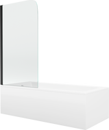 Mexen Cubik wanna prostokątna 160 x 70 cm z obudową i parawanem 1-skrzydłowym 70 cm, transparent, czarny - 550316070X9007017000