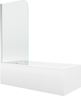 Mexen Cubik wanna prostokątna 160 x 70 cm z obudową i parawanem 1-skrzydłowym 75 cm, transparent, chrom - 550316070X9007510100