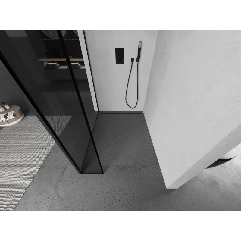 Mexen Kioto ścianka prysznicowa Walk-in 130 x 40 cm, czarna ramka, czarna - 800-130-212-70-70-040