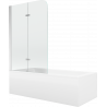 Mexen Cubik wanna prostokątna 160 x 70 cm z obudową i parawanem 2-skrzydłowym 80 cm, transparent, chrom - 550316070X9008020100
